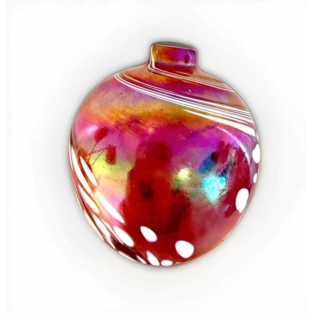 Signed Vintage 2003 Robert Eickholt Studio Art Glass Vase Iridescent Pink 3.25" - Picture 3 of 5